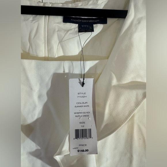Elegant White Ruffle Top by French Connection Size 12 NWT - Picture 4 of 6